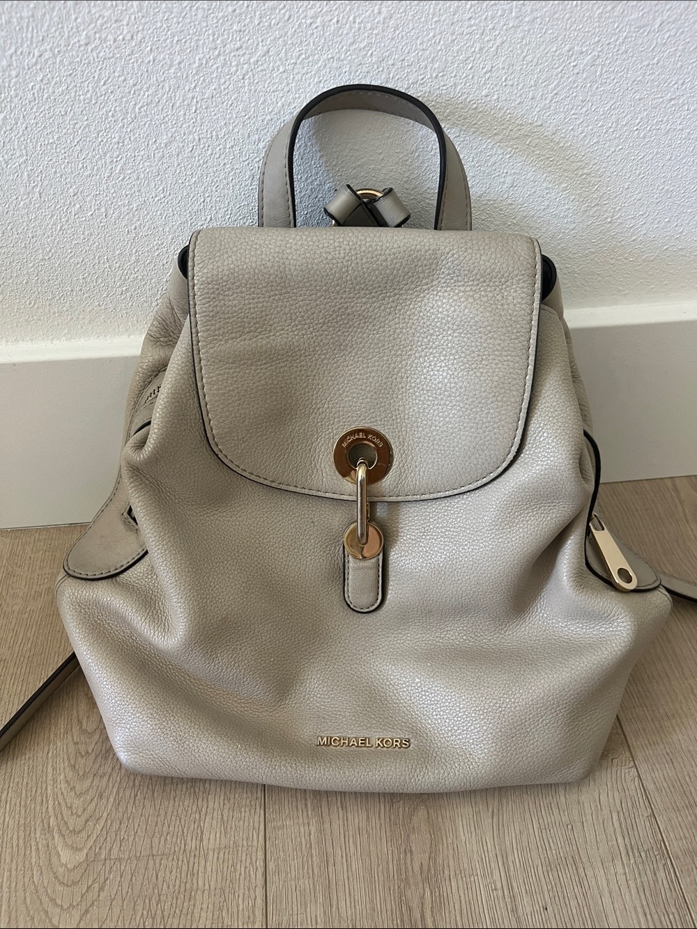 MICHAEL KORS Collection Pebbled Leather Backpack in Beige